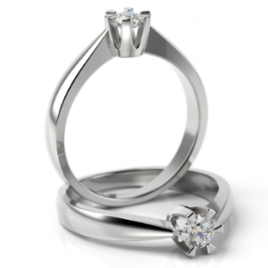 Pierścionek złoty z brylantem 0.15 ct ST-008